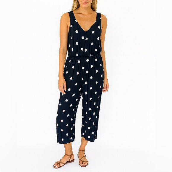 Old navy Size Small Polka Dot Black and White Open Back Jumpsuit. - Picture 1 of 7
